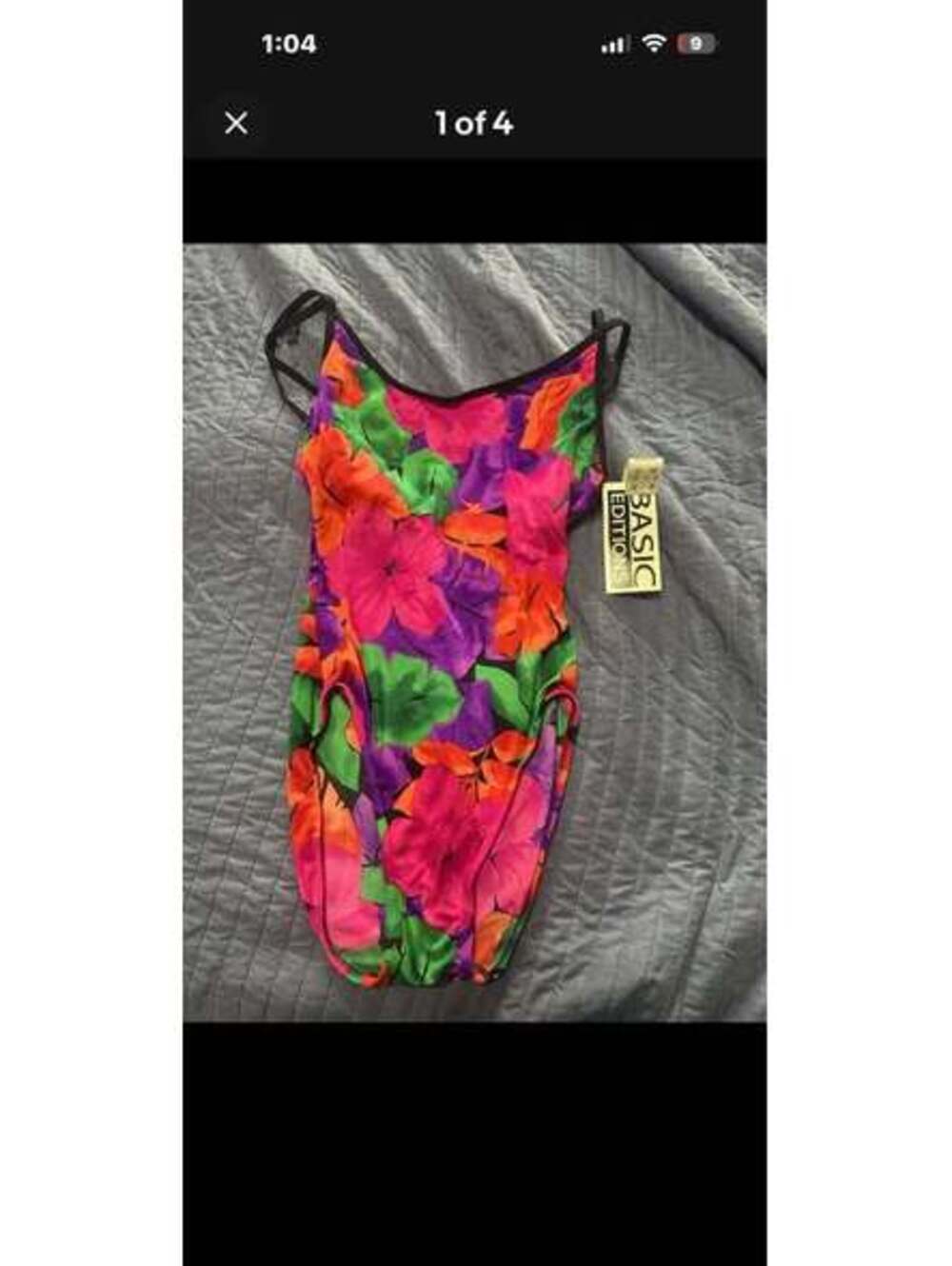 Vintage Basic Editions Floral One-Piece Swimsuit size 9/10